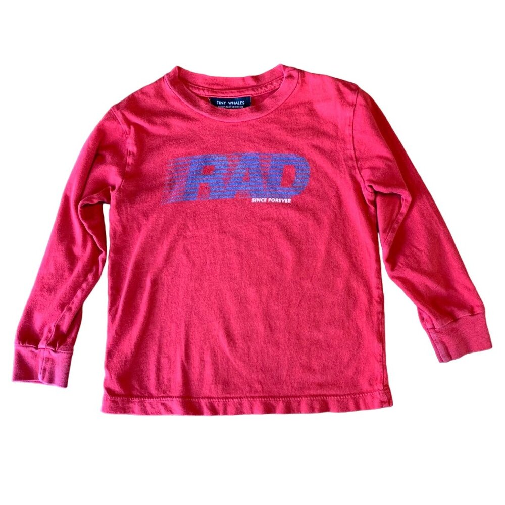 TINY WHALES Rad Red Long Sleeve Shirt Boys 2 2T Toddler Top "Rad Since Forever"